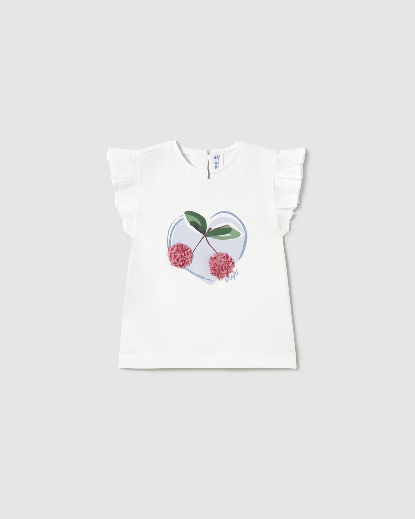 T-shirt bianca con manica volant neonata Mayoral Ciliegie Mayoral 6 Mesi 68cm