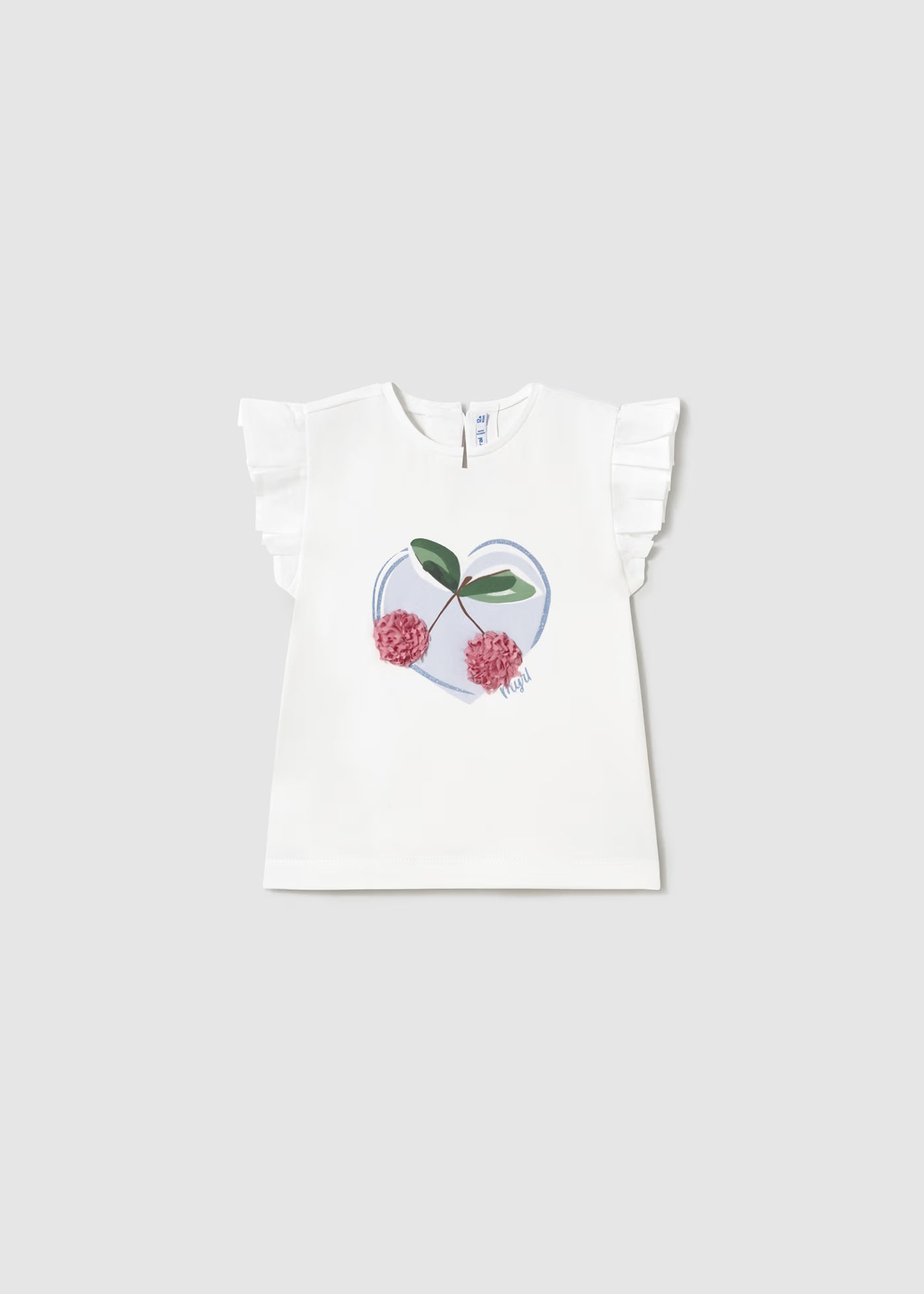 T-shirt bianca con manica volant neonata Mayoral Ciliegie Mayoral 6 Mesi 68cm