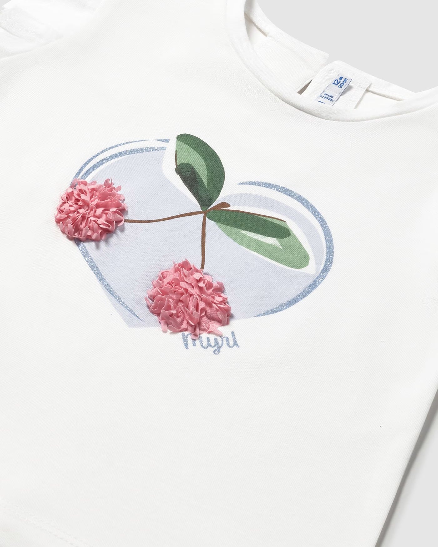 T-shirt bianca con manica volant neonata Mayoral Ciliegie Mayoral 6 Mesi 68cm