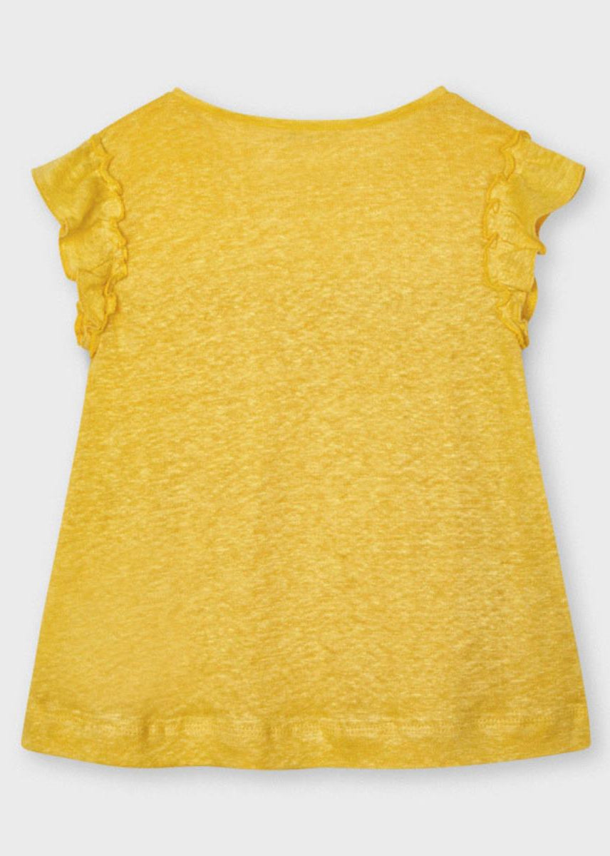 T-shirt blusa bambina Mayoral ricami giallo mostarda - ErreGiModaBimbo