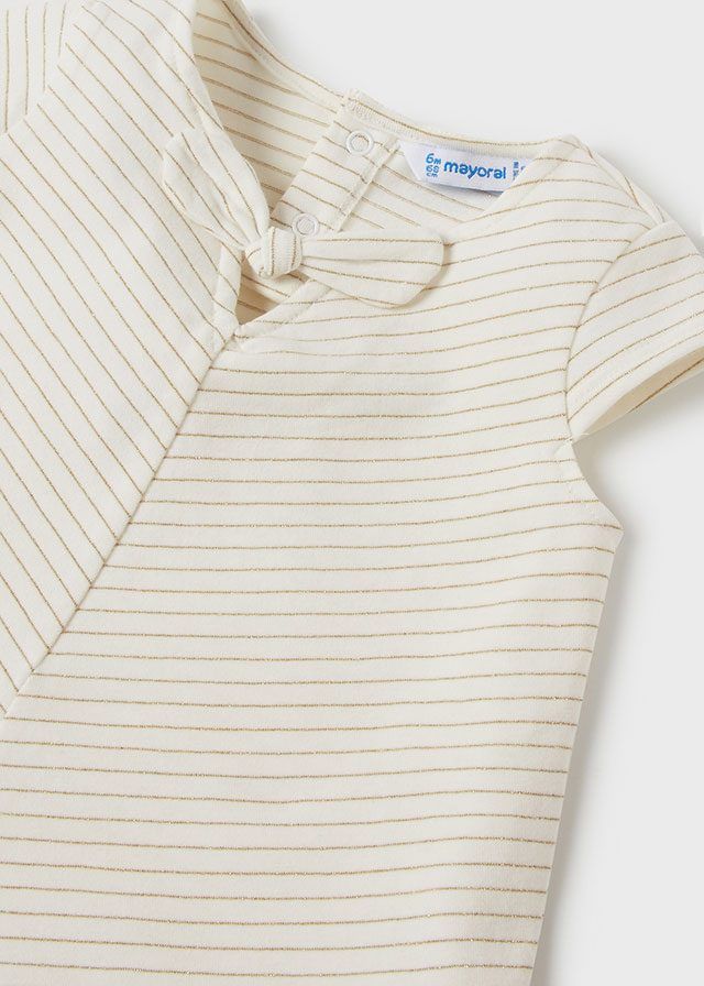 T-Shirt con fiocco neonata Mayoral a righe lurex panna Mayoral 6 Mesi 68cm