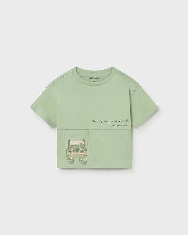 T-shirt neonato con taschino macchina Mayoral verde Mayoral 6 Mesi 68cm