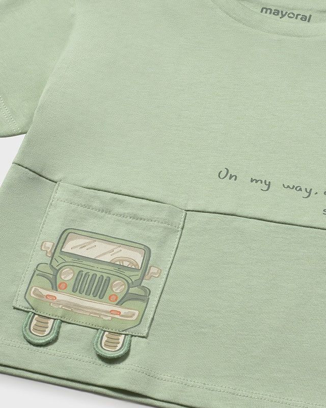 T-shirt neonato con taschino macchina Mayoral verde Mayoral 6 Mesi 68cm