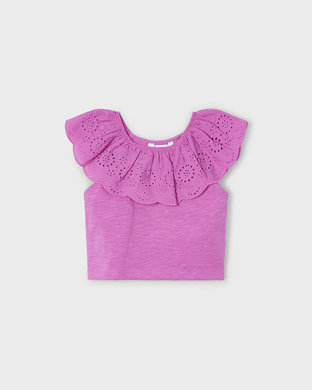 T-shirt volant traforata bambina Mayoral orchidea Mayoral Malva