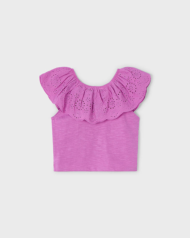 T-shirt volant traforata bambina Mayoral orchidea Mayoral Malva