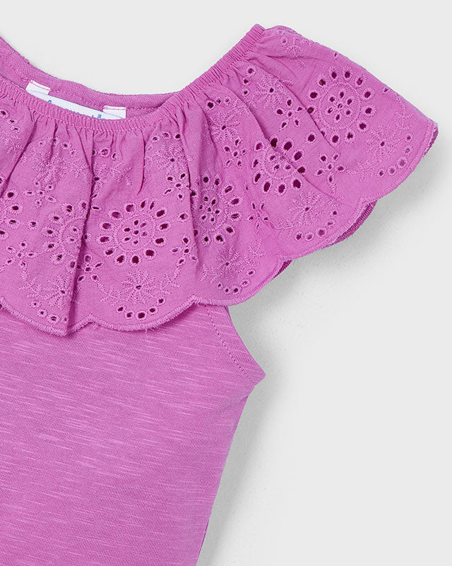 T-shirt volant traforata bambina Mayoral orchidea Mayoral Malva