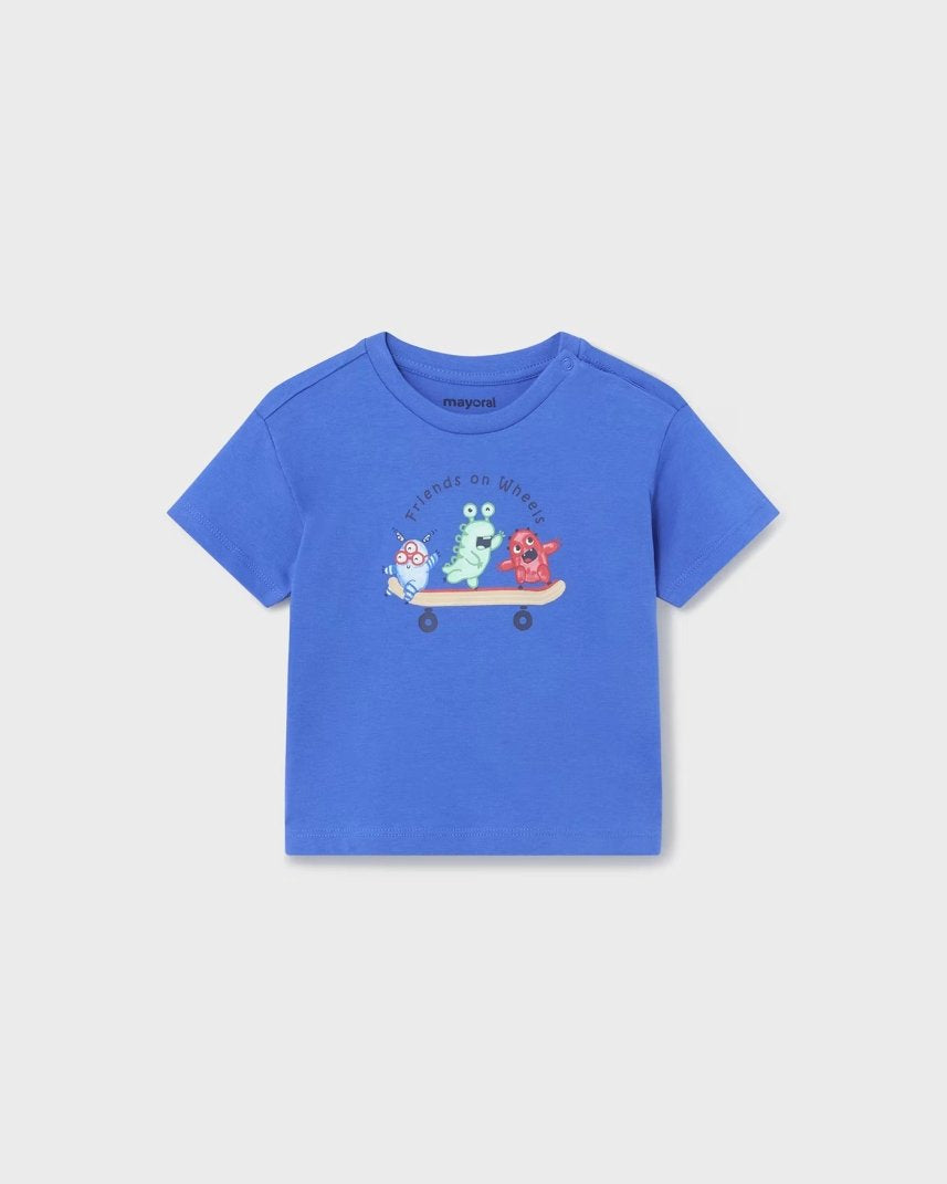 T-Shirt fresco cotone neonato Mayoral stampata Monskaters Mayoral Bianco