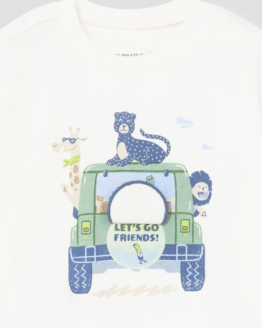 T-Shirt interattiva fresco cotone neonato Mayoral Beep Beep bianca Mayoral Bianco