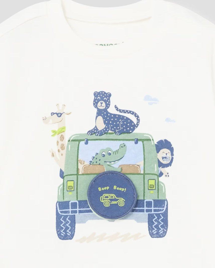 T-Shirt interattiva fresco cotone neonato Mayoral Beep Beep bianca Mayoral Bianco