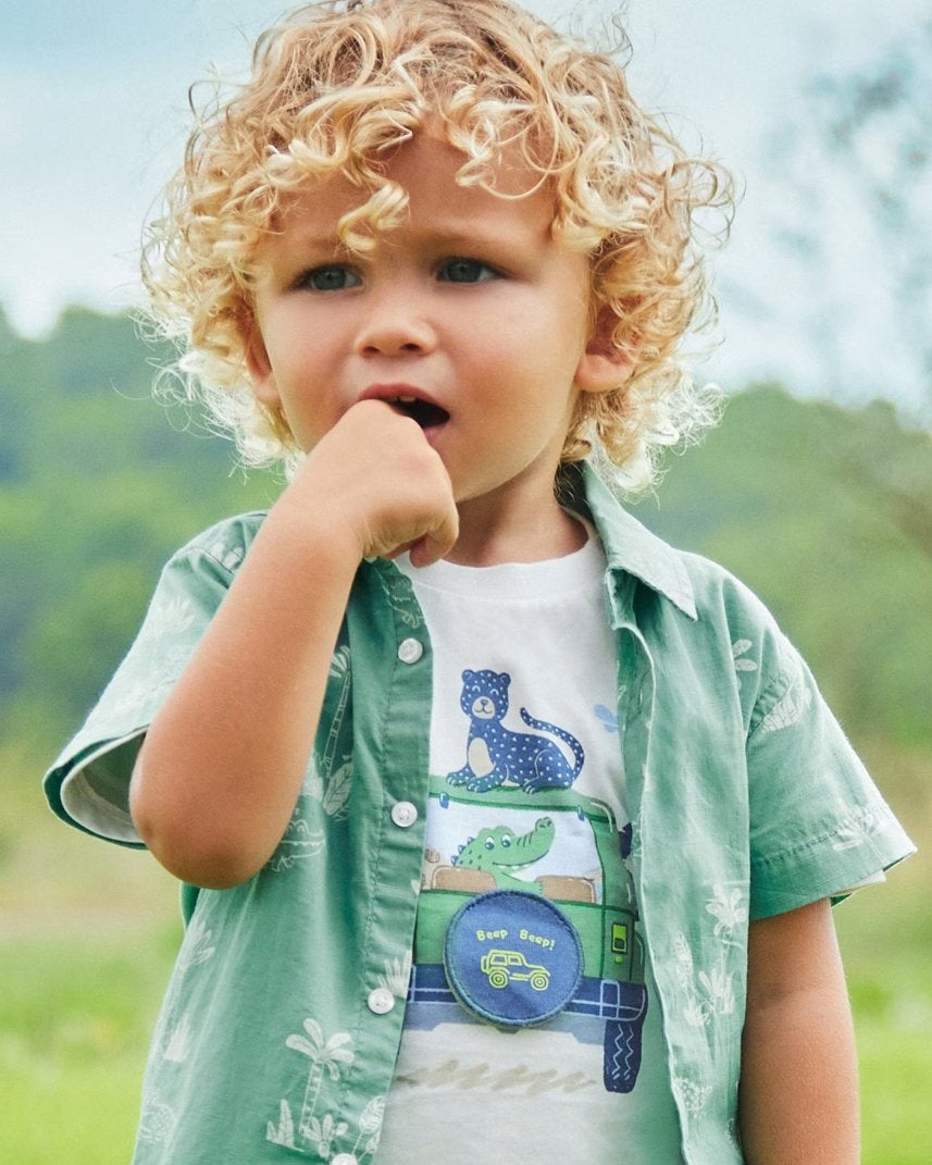 T-Shirt interattiva fresco cotone neonato Mayoral Beep Beep bianca Mayoral Bianco