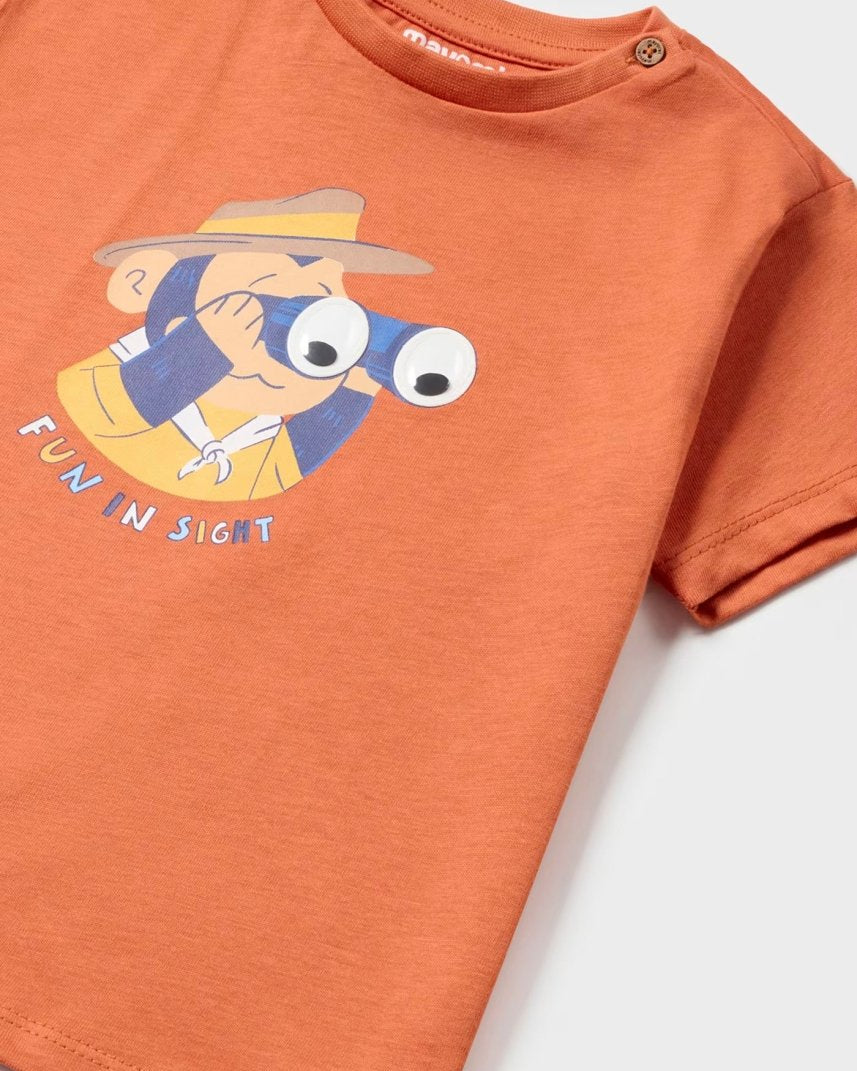 T-Shirt interattiva fresco cotone neonato Mayoral Mattone Mayoral Mattone