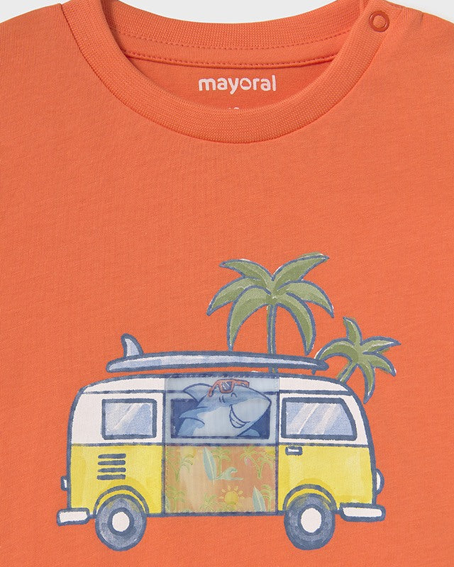 T-Shirt interattiva neonato Mayoral Furgone corallo Mayoral Arancione