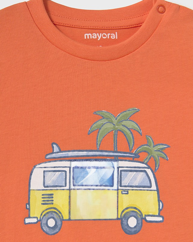 T-Shirt interattiva neonato Mayoral Furgone corallo Mayoral Arancione