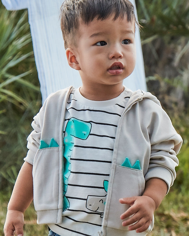 T-Shirt interattiva neonato Mayoral righe stampa Dinosauri Mayoral Bianco