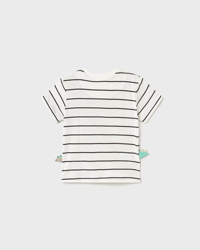 T-Shirt interattiva neonato Mayoral righe stampa Dinosauri Mayoral Bianco