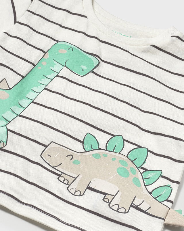 T-Shirt interattiva neonato Mayoral righe stampa Dinosauri Mayoral Bianco