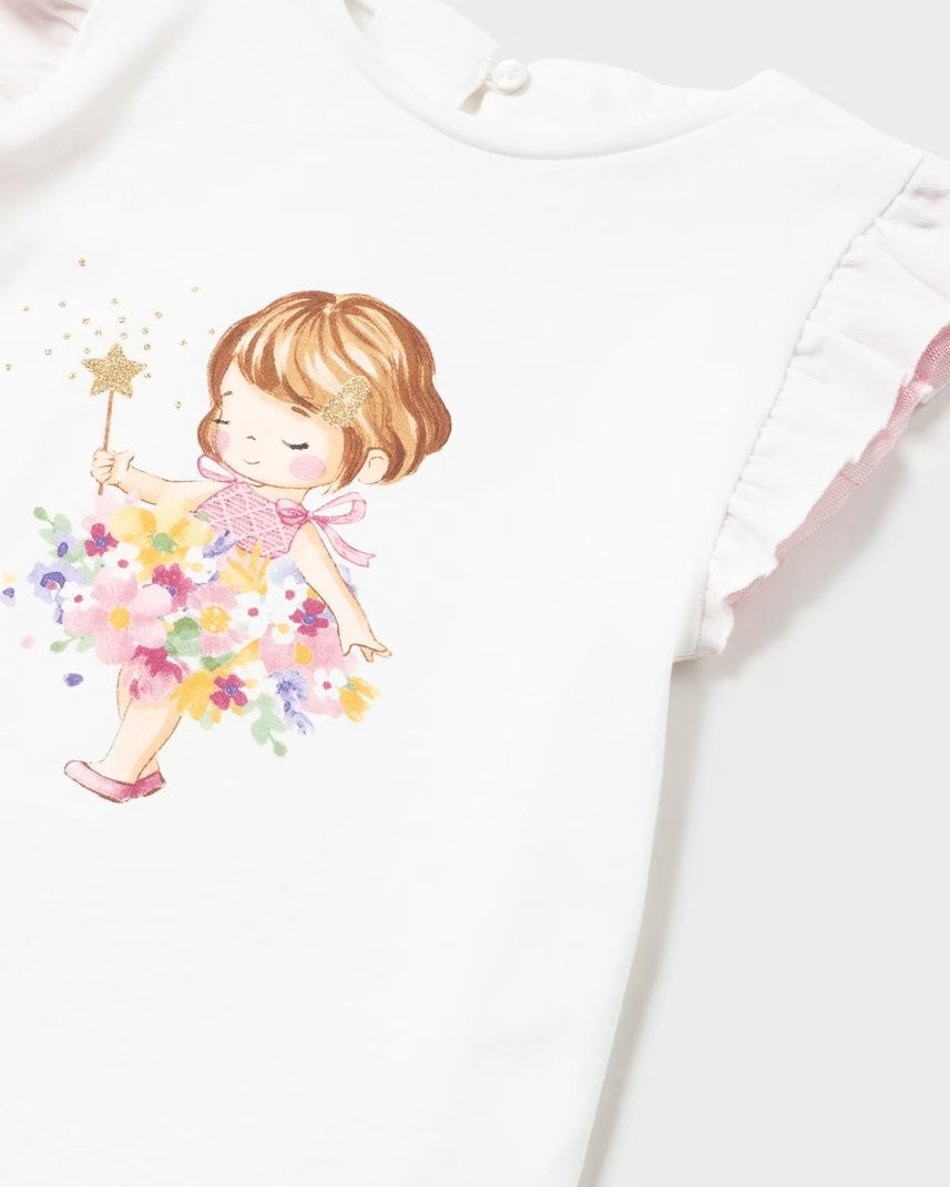 T-Shirt manica tulle fresco cotone neonata Mayoral Bianca-Delia Mayoral Bianco