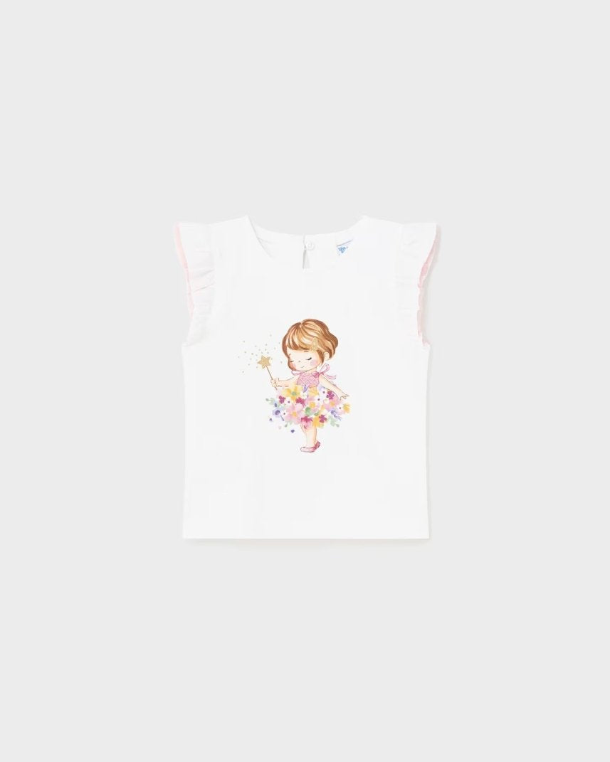 T-Shirt manica tulle fresco cotone neonata Mayoral Bianca-Delia Mayoral Bianco