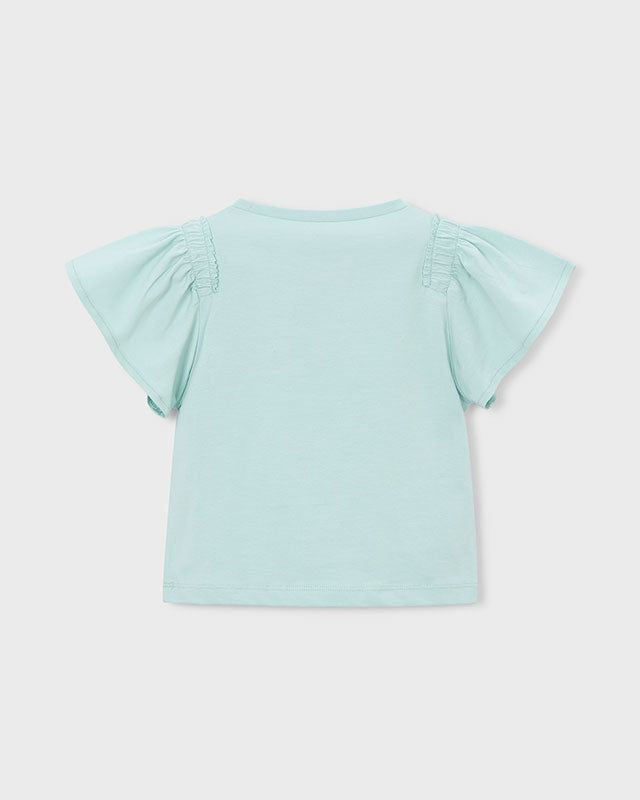 T-shirt Mayoral bambina verde acqua con aplique fiore Mayoral 2 Anni 92cm