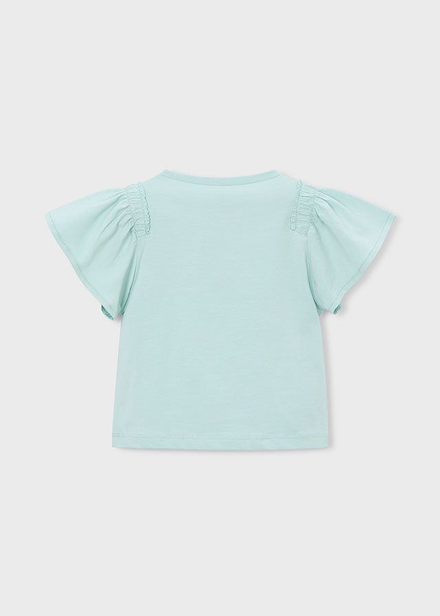 T-shirt Mayoral bambina verde acqua con aplique fiore Mayoral 2 Anni 92cm