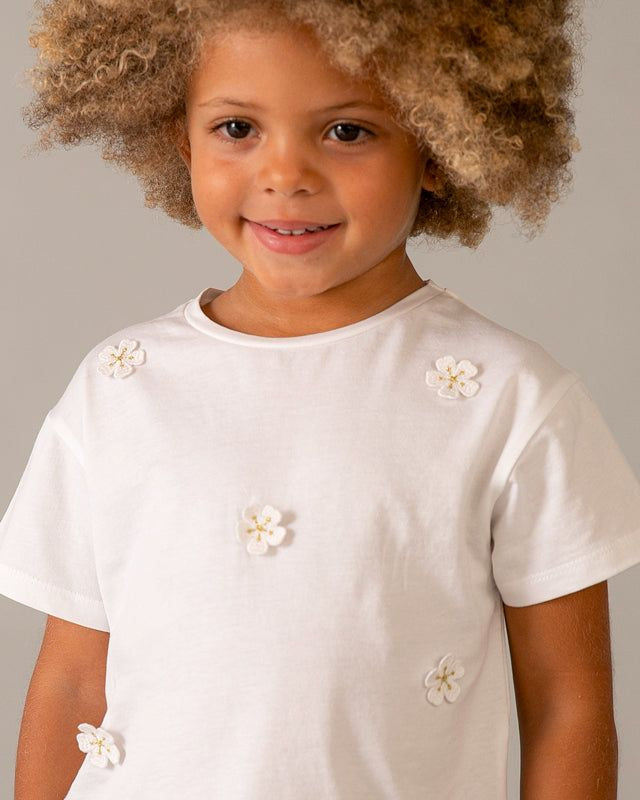 T-shirt Bambina con Fiori 3D Applicati di Mayoral Mayoral 2 Anni 92cm