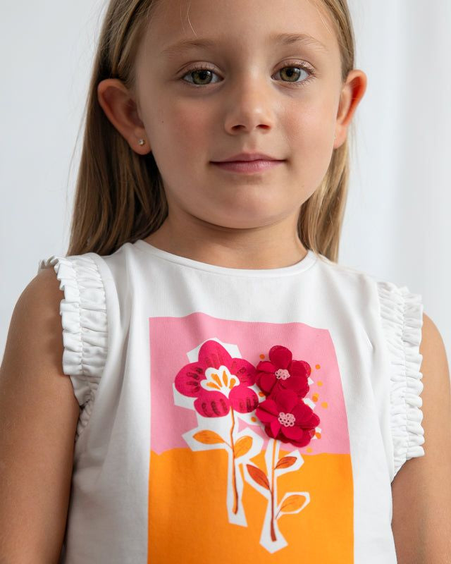 T-shirt bambina con grafica fiori 3D di Mayoral Mayoral 2 Anni 92cm