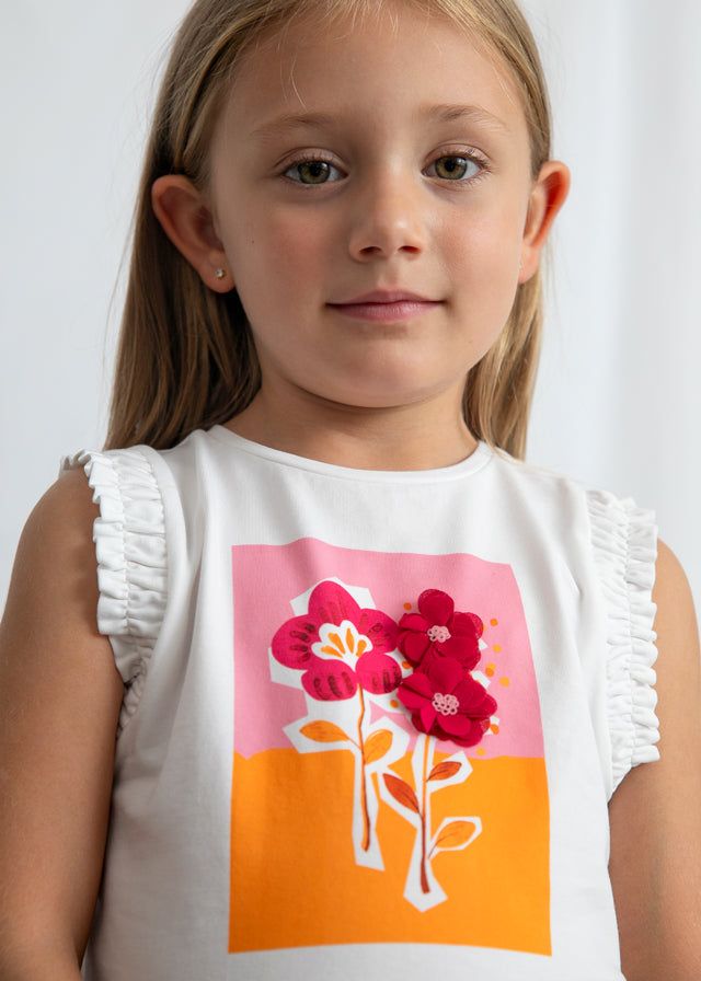 T-shirt bambina con grafica fiori 3D di Mayoral Mayoral 2 Anni 92cm