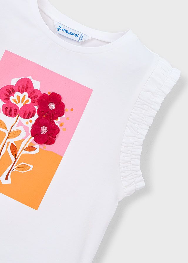 T-shirt bambina con grafica fiori 3D di Mayoral Mayoral 2 Anni 92cm