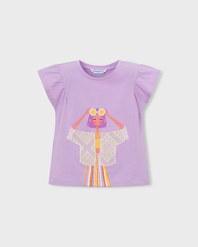 T-shirt bambina Mayoral con grafica e inserti in pizzo Mayoral 2 Anni 92cm