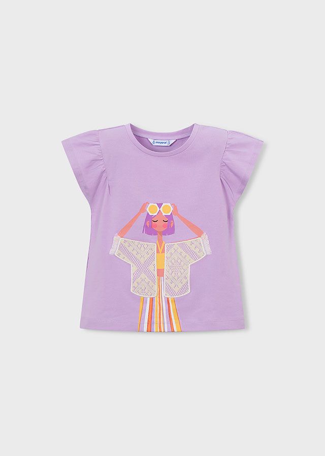 T-shirt bambina Mayoral con grafica e inserti in pizzo Mayoral 2 Anni 92cm