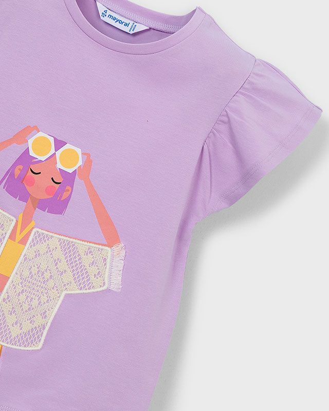 T-shirt bambina Mayoral con grafica e inserti in pizzo Mayoral 2 Anni 92cm