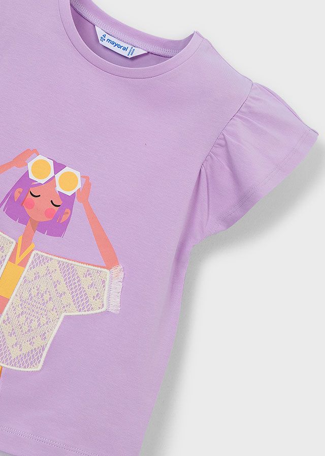 T-shirt bambina Mayoral con grafica e inserti in pizzo Mayoral 2 Anni 92cm