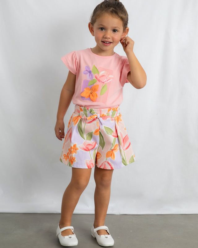 T-shirt Bambina Rosa con Fiori 3D di Mayoral Mayoral 2 Anni 92cm