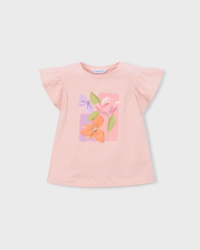 T-shirt Bambina Rosa con Fiori 3D di Mayoral Mayoral 2 Anni 92cm