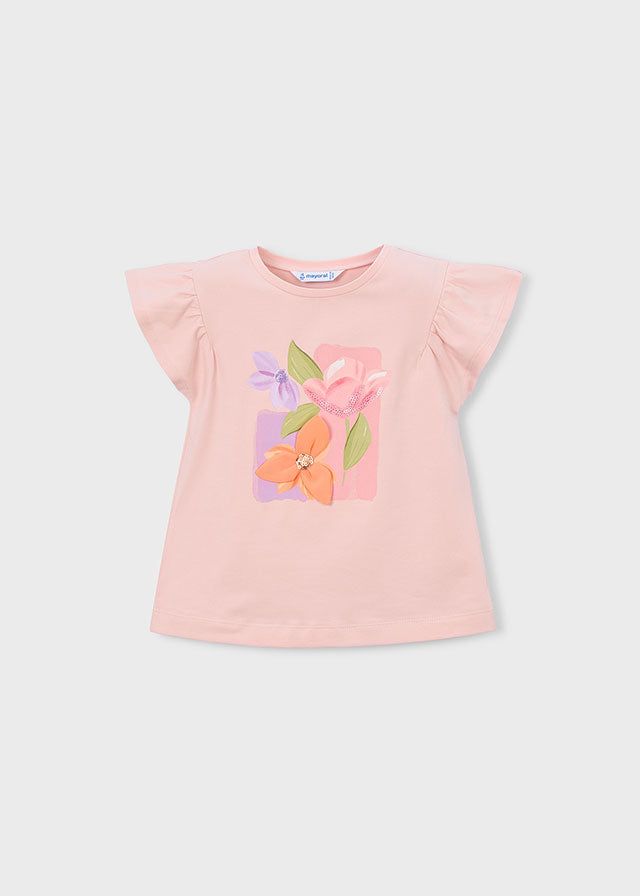 T-shirt Bambina Rosa con Fiori 3D di Mayoral Mayoral 2 Anni 92cm