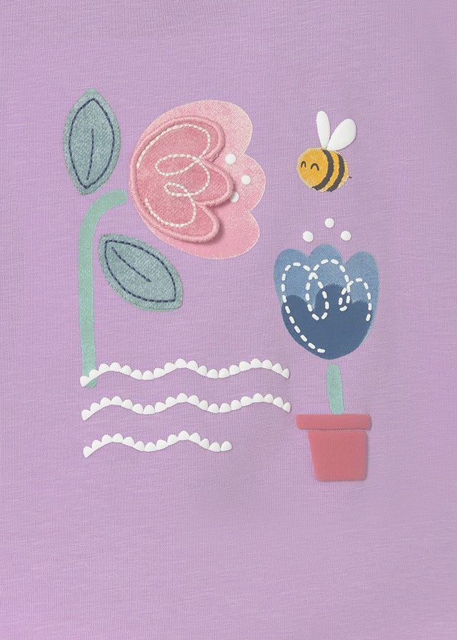 T-shirt neonata Mayoral con ricamo fiori e apina Mayoral 6 Mesi 68cm