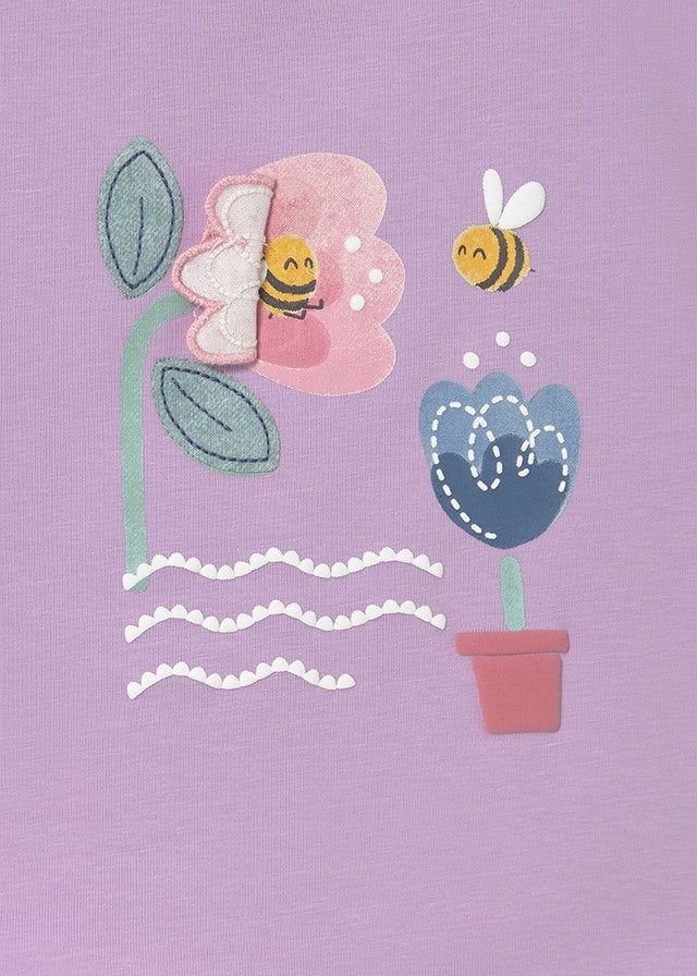 T-shirt neonata Mayoral con ricamo fiori e apina Mayoral 6 Mesi 68cm