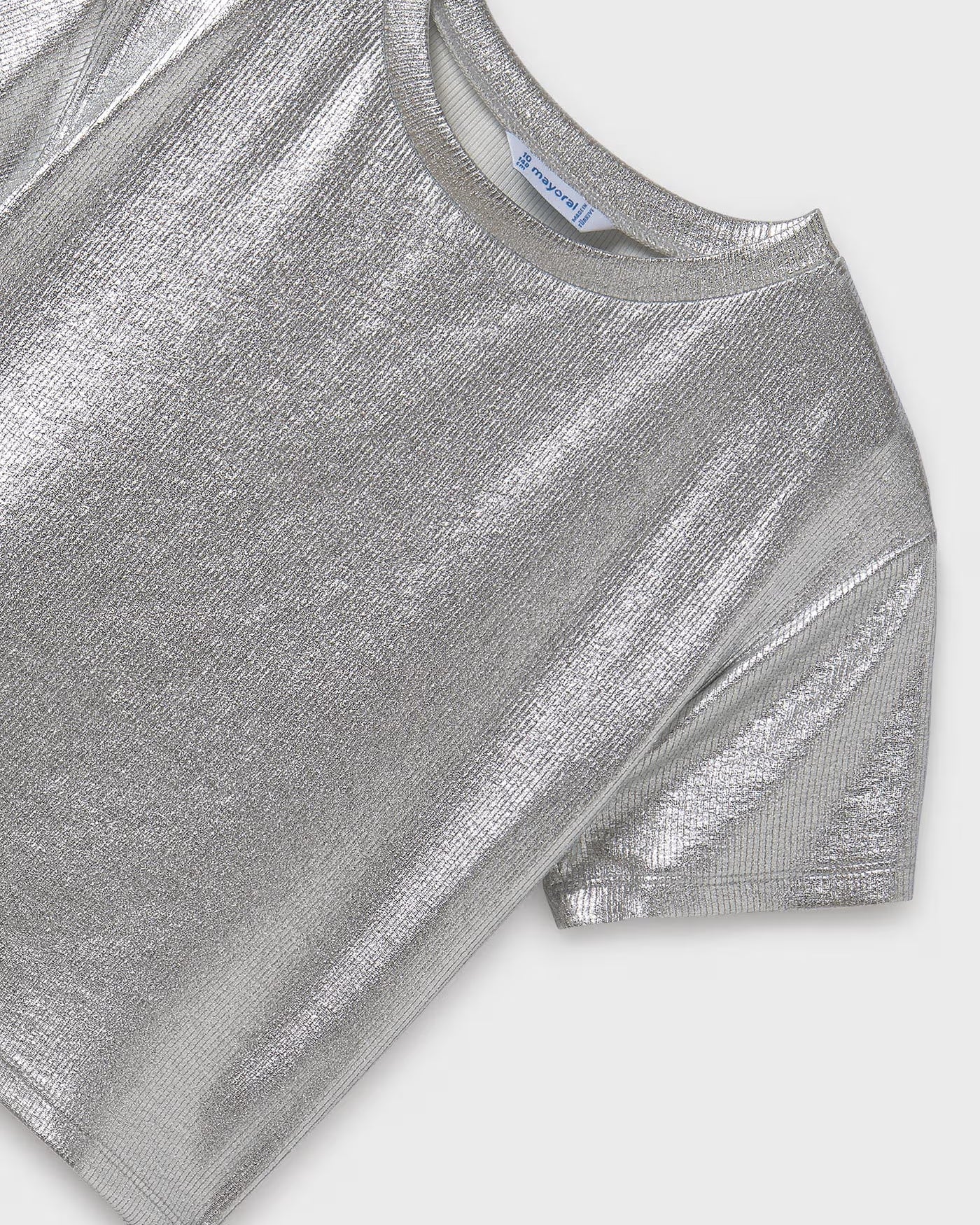 T-Shirt metallizzata costine ragazza Mayoral argento Mayoral Argento