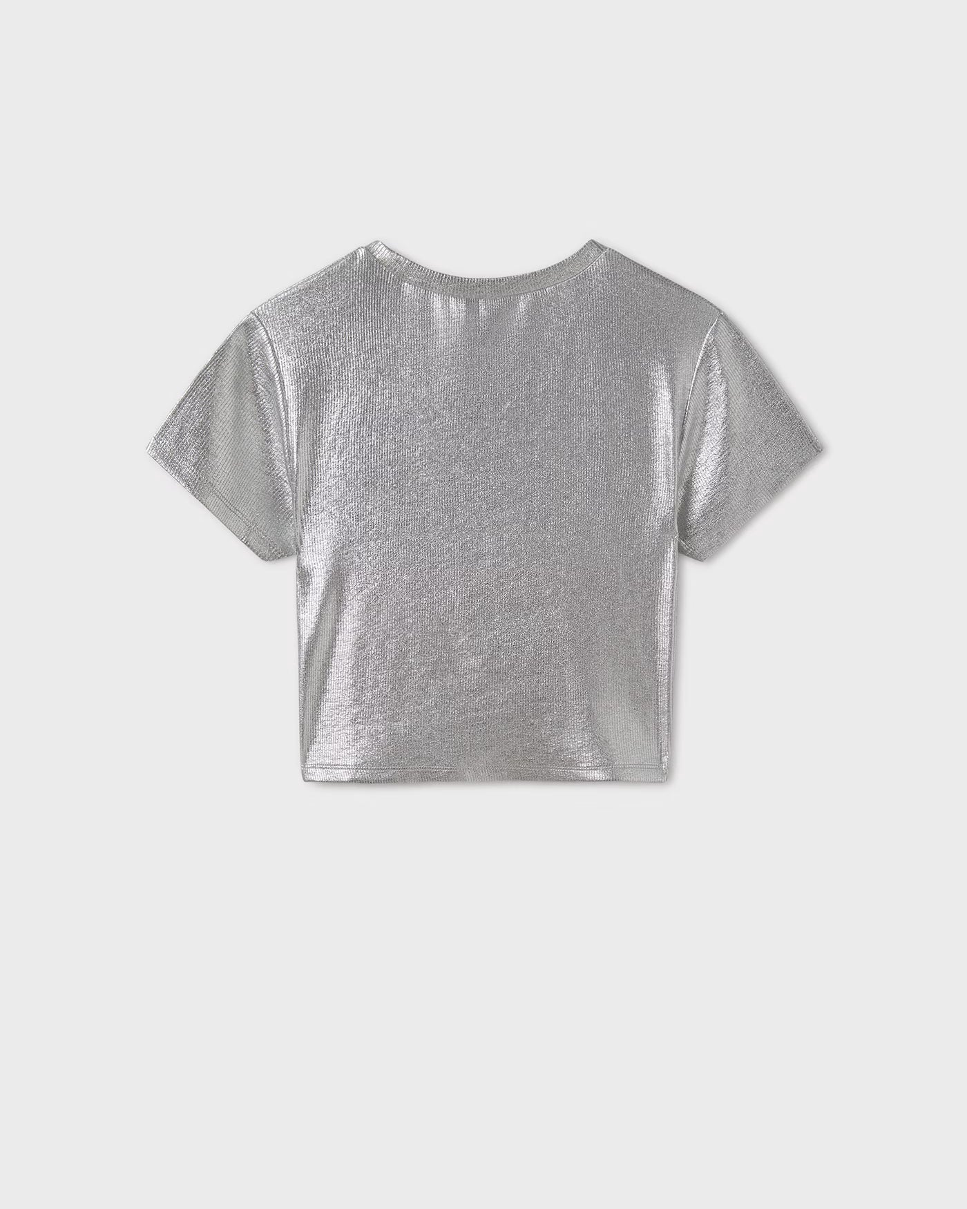 T-Shirt metallizzata costine ragazza Mayoral argento Mayoral Argento