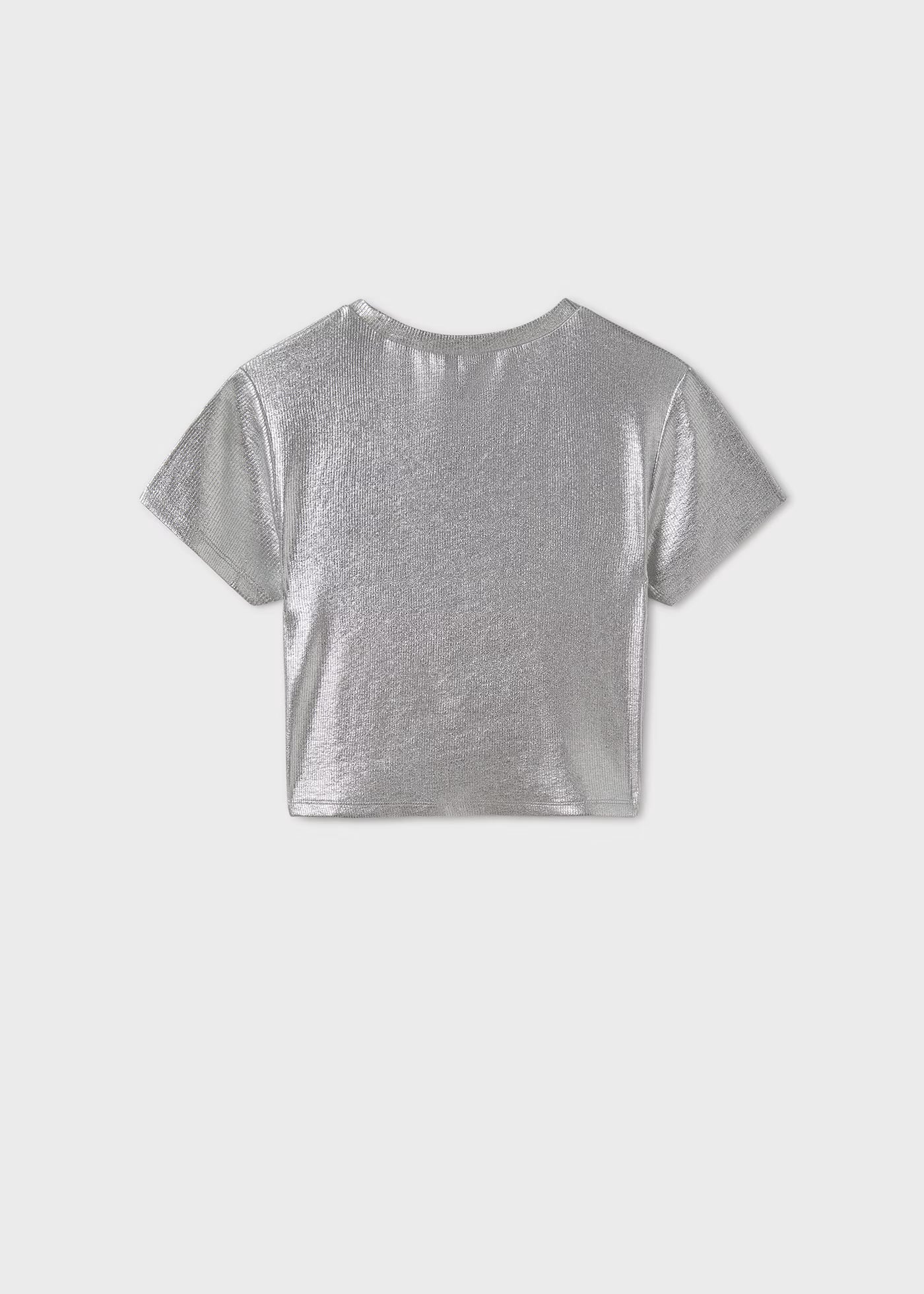 T-Shirt metallizzata costine ragazza Mayoral argento Mayoral Argento