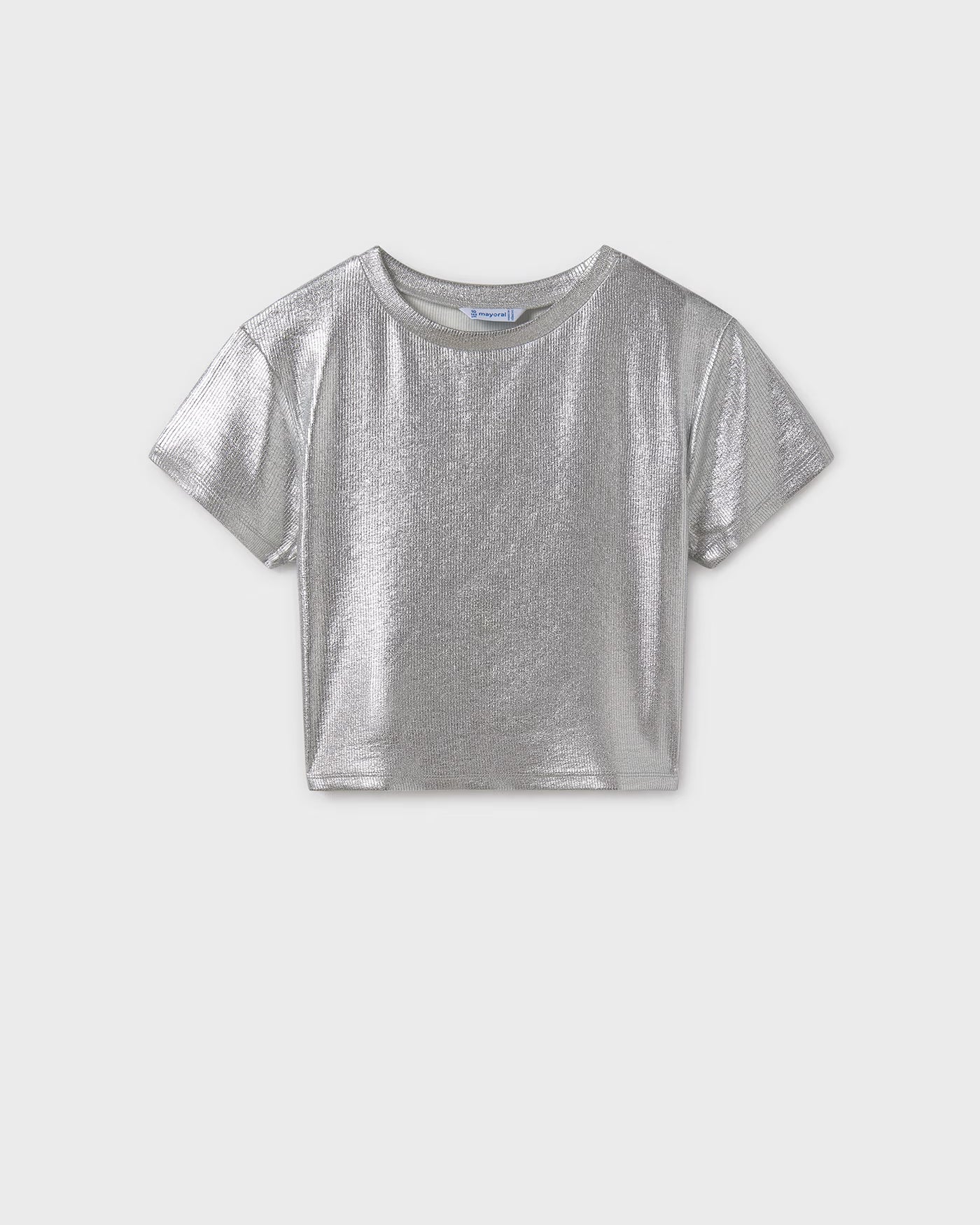 T-Shirt metallizzata costine ragazza Mayoral argento Mayoral Argento