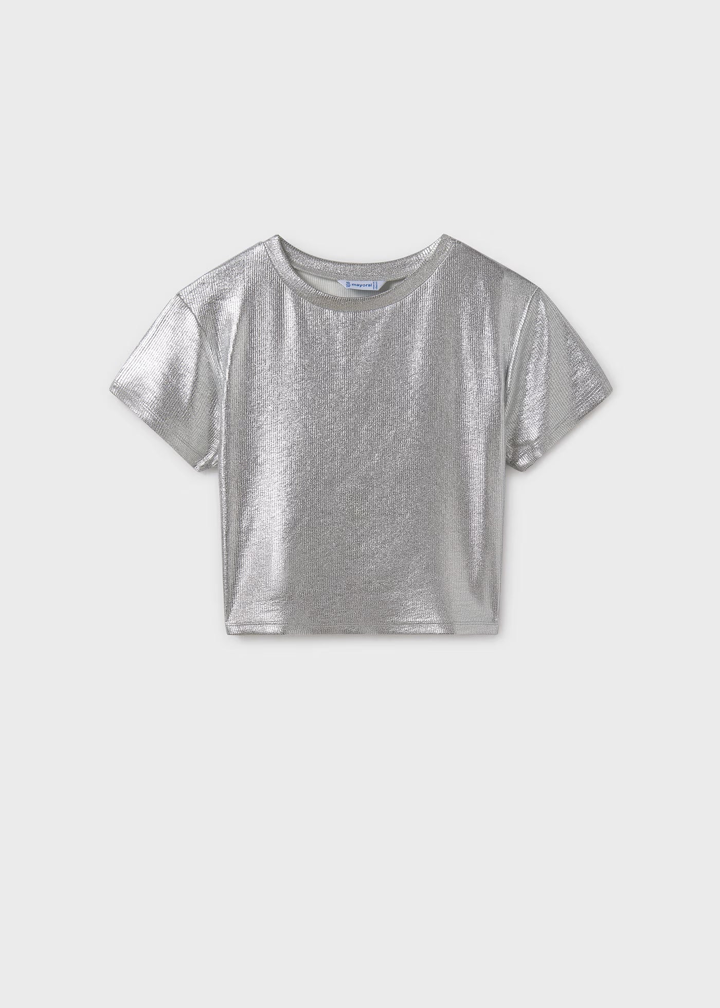 T-Shirt metallizzata costine ragazza Mayoral argento Mayoral Argento
