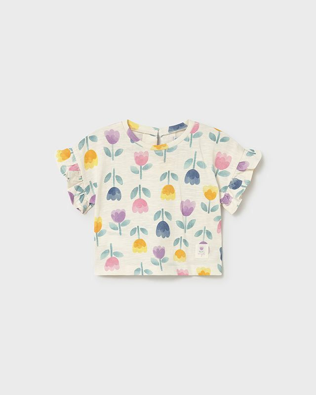 T-shirt neonata Mayoral in cotone a fantasia tulipani Mayoral 6 Mesi 68cm