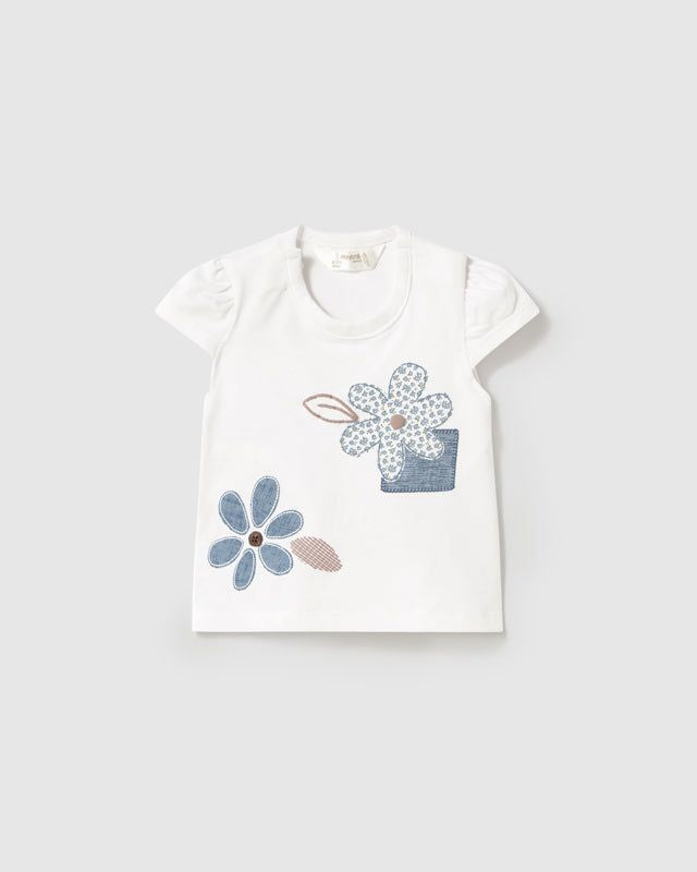 T-Shirt neonata Mayoral Newborn bianca jeans floreale Mayoral Bianco