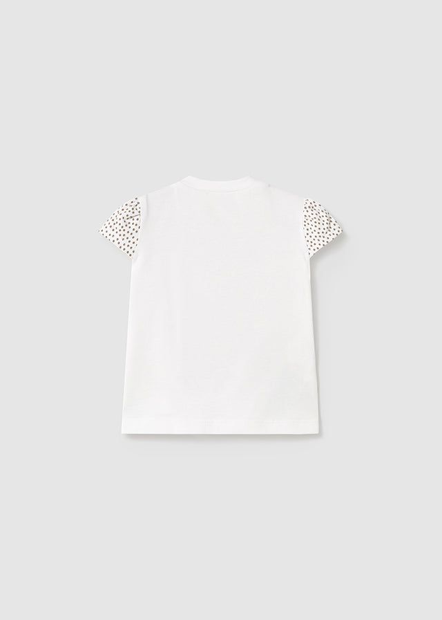 T-Shirt neonata Mayoral Newborn bianca orsetta beige Mayoral Bianco
