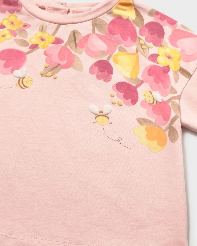 T-shirt neonata Mayoral cotone fiori apine rosa Mayoral 6 Mesi 68cm