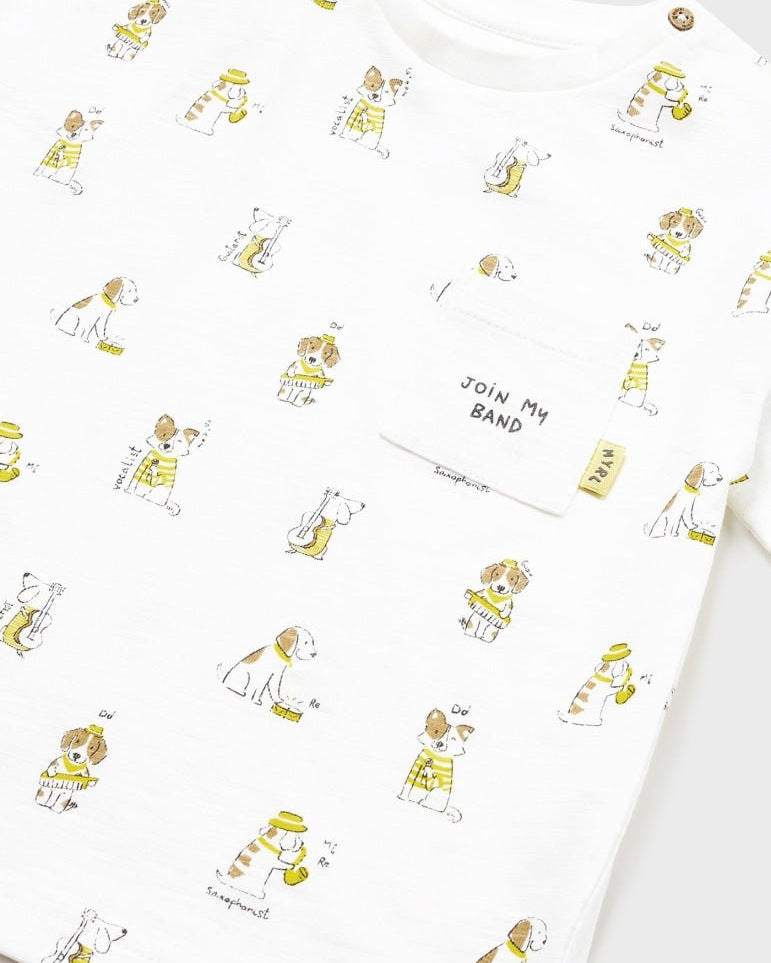 T-shirt neonato Mayoral bianca stampa cani - ErreGiModaBimbo