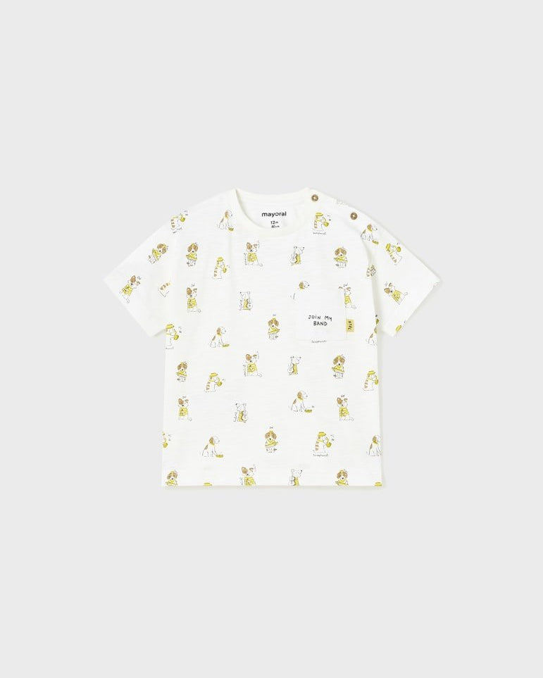 T-shirt neonato Mayoral bianca stampa cani - ErreGiModaBimbo