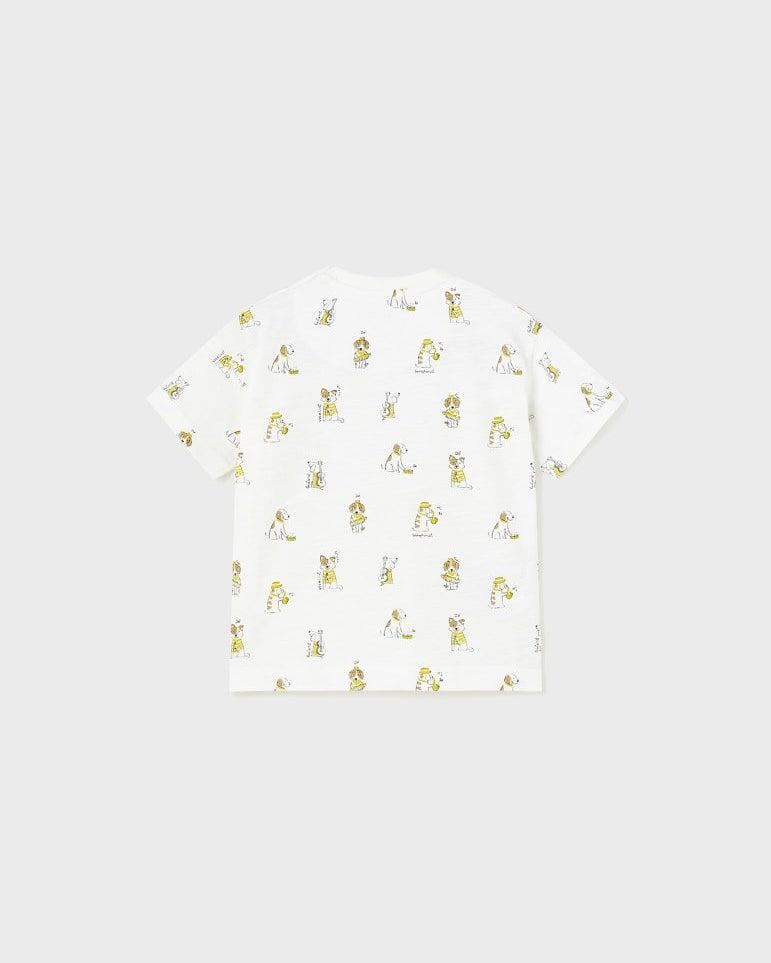 T-shirt neonato Mayoral bianca stampa cani - ErreGiModaBimbo
