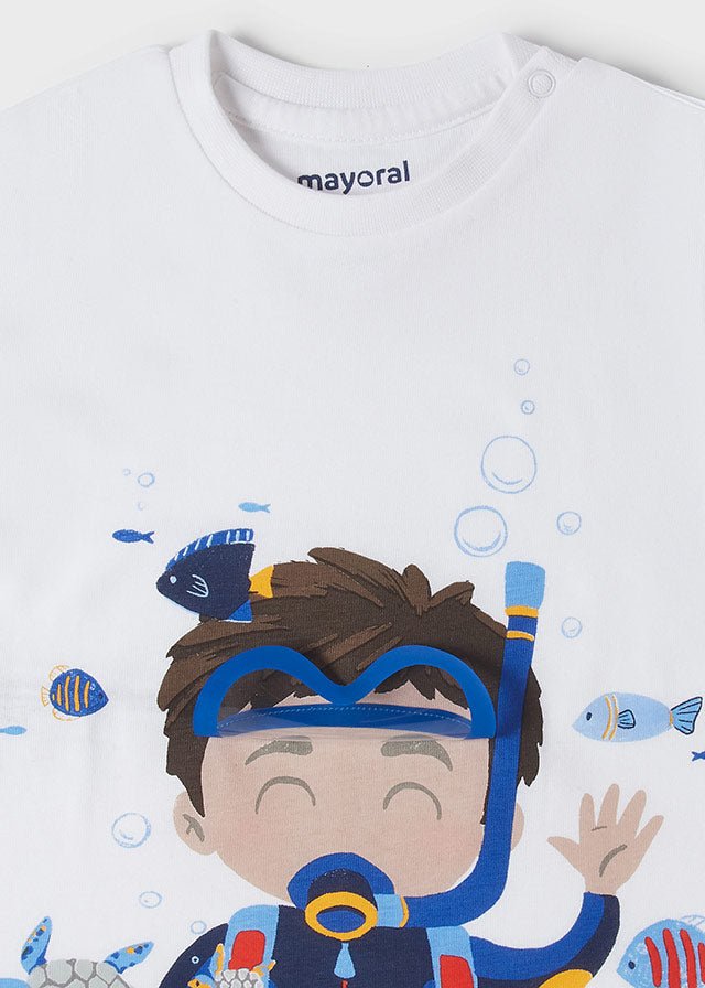 T-Shirt neonato Mayoral bianca stampa sub - ErreGiModaBimbo